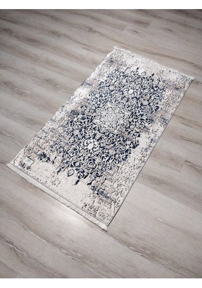Yamalıhome Bambu Halı 1023Kremlacivert 80X140 Cm Pratik Halı Yamalıhome Bambu Halı 1023Kremlacivert 80X140 Cm Pratik Halı