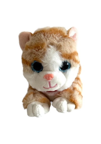Sesli Yatan Miyavlayan 25 Cm Peluş Kedi Oyuncak - Kahve Kahve