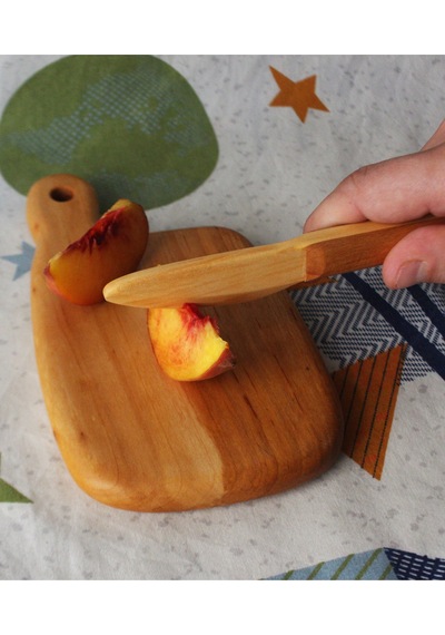 Çocuklar İçin Ahşap Kesme Tahtası - Ahşap Bıçak - Oyuncak Bıçaklı Tahta Seti Ahşap