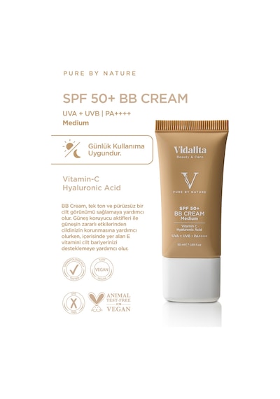 Vidalita Beauty & Care Vitamin C & Hyaluronic Acid Bb Cream Medium Ton SPF50+ 50 ML