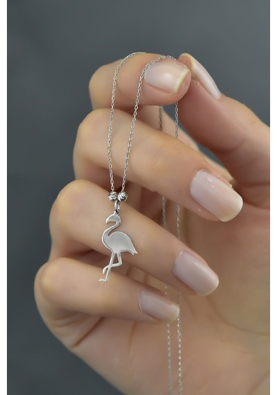 Papatya Silver 925 Ayar Gümüş Rodyum Kaplama Dorika Toplu Flamingo Kadın Kolye