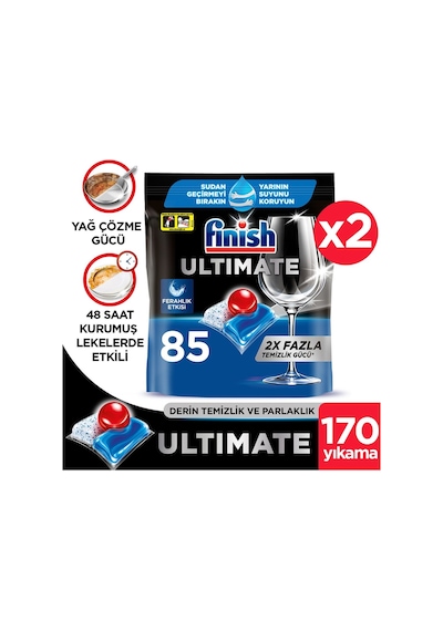 Finish Ultimate Hepsi Bir Arada Bulaşık Makinesi Deterjanı 2 x 85 Tablet