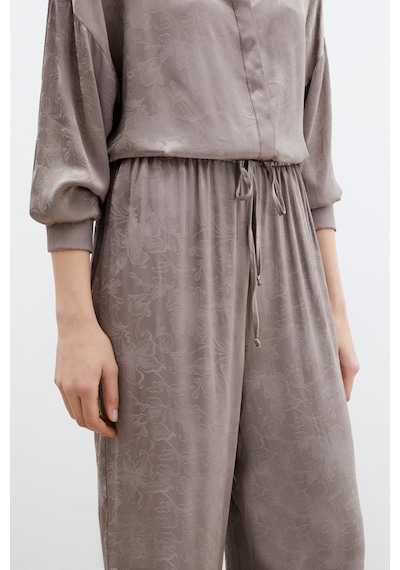 Sateen Jakarlı Saten Pantolon - Vizon-136048 Vizon