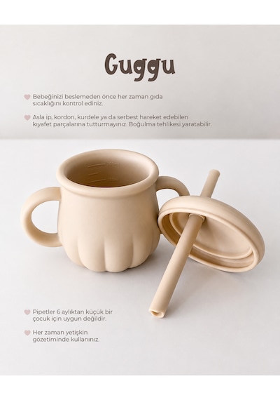 Tgm Baby Guggu Ultra Premium Silikon Pipetli Alıştırma Bardağı 200 Ml Bej