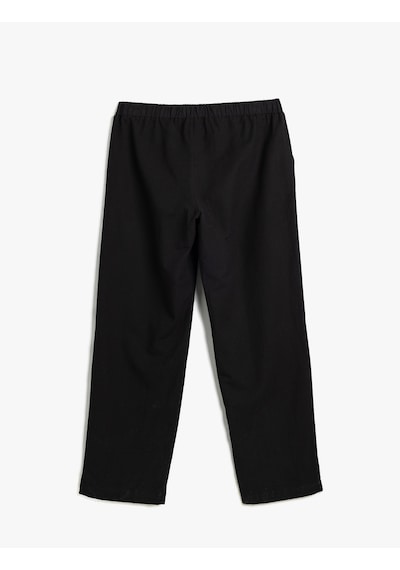 Koton Keten Karışımlı Pantolon Chino Cep Detaylı Beli Bağcıklı Siyah 5wam40067hw Siyah