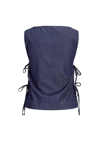Jack & Jones Kadin Baglama Detayli Kolsuz Üst - Debby - 12287865 Dark Blue Denim