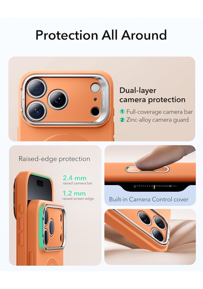 Esr Apple Uyumlu iPhone 17 Pro Max Stantlı ,cloud Soft Ve Kamera Kontrol Özellikli Manyetik Kılıf Turuncu Turuncu