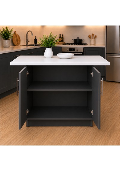 Tork Mutfak 2 Kapaklı Mutfak Adası-alt Modül 130 Cm - Çok Amaçlı Dolap -beyaz Laminat Tezgah Dahil Antrasit Tork Mutfak 2 Kapaklı Mutfak Adası-alt Modül 130 Cm - Çok Amaçlı Dolap -beyaz Laminat Tezgah Dahil Antrasit