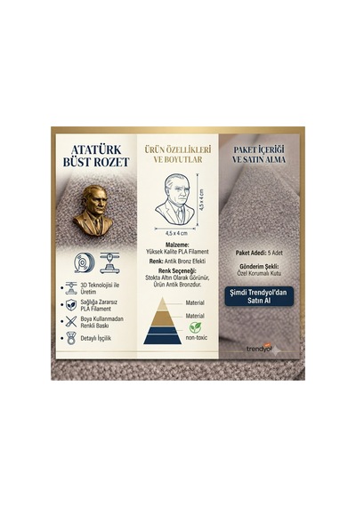 Atatürk Broş 5 Adet Altın - 902973268 Altın