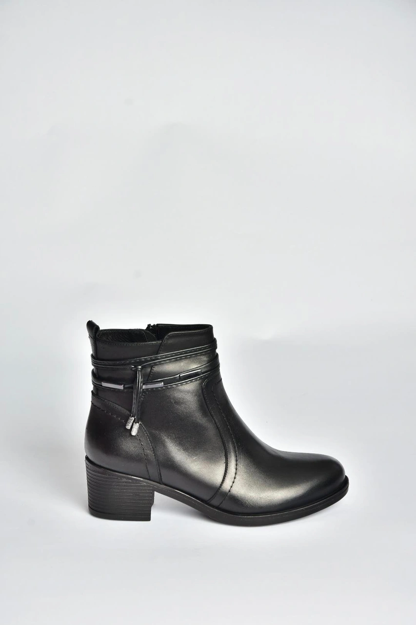 Fox Shoes T555703303 Siyah Hakiki Deri Kalın Topuklu Kadın Bot Siyah Deri-hakiki Deri