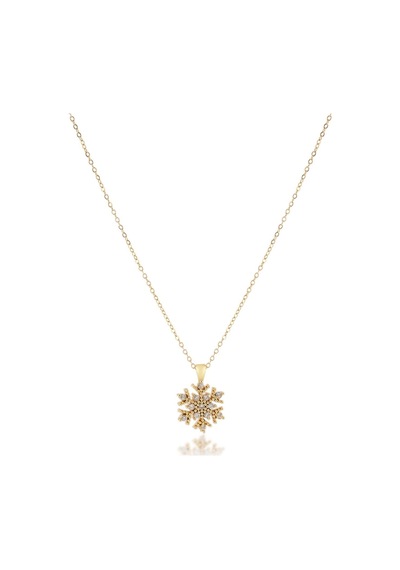 Zirkon Kar Tanesi Kolye Gold 45cm Altın