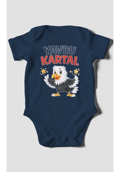 Morivokids Yavru Kartal Kısa Kollu Bebek Body %100 Pamuk Lacivert
