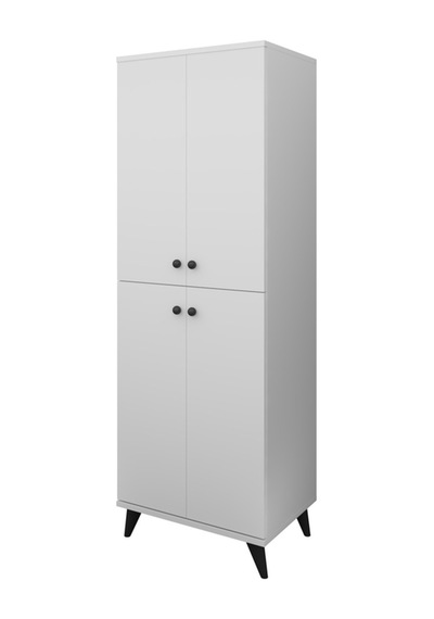Simple Çok Amaçlı Dolap 5 Raflı 4 Kapaklı 60x44x176 Beyaz Beyaz