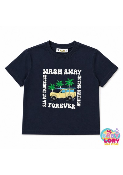 Baby Lory Kids Store Erkek Çocuk Araba Baskılı T-shirt Lacivert