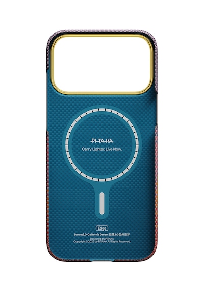 Apple iPhone Uyumlu 17 Pro Kılıf M-safeli Aramid Fiber Pitaka Sunset 2.0 California Dream Serisi Turuncu-kırmızı Turuncu - Kırmızı