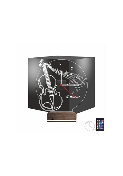 Luvivia Keman Müzik Nota V1 Kişiye Özel Saatli 3d Lamba - Masa Gece Lambası Şeffaf