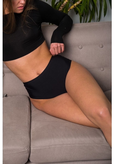 Mistirik Lazer Yüksek Bel String Tanga Slip Korse Siyah Renk Siyah