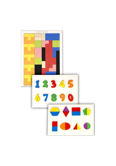 CapellaWoodWorks Ahşap Puzzle  3'lü Oyun Seti