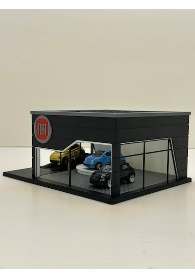 3d Baskı 1/64 Ölçekli Fiat Showroom Tasarımlı Diorama Araç Sergileme Garajı