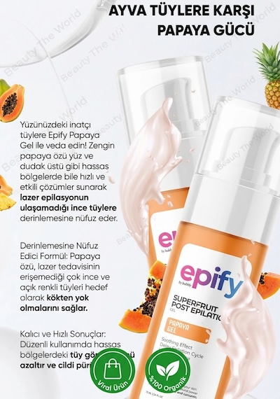 Epify Papaya Superfruit Post Epilation Gel Tüy Köklerini Zayıflatan Bitkisel Bakım Kürü 75 Ml