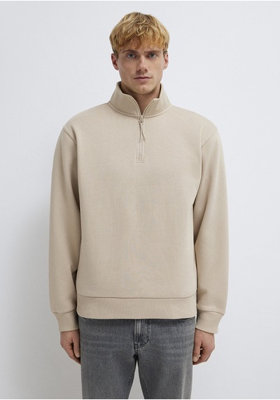 Mavi - Yarı Fermuarlı Ekru Sweatshirt 0s10278-70004 Ekru