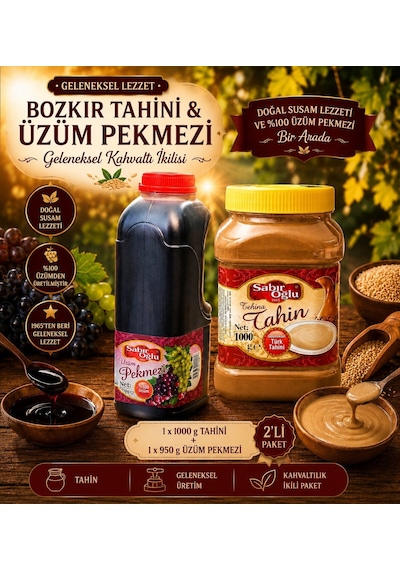 Sabıroğlu Bozkır Tahini 1 KG + Pekmez Üzüm Pekmezi 950 G