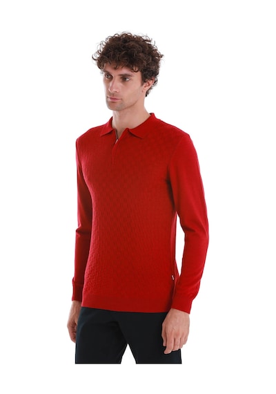 Hatemoğlu Kırmızı Regular Fit Jakarlı Polo Yaka Yünlü Triko Kazak 34202023a003 017 Kırmızı Hatemoğlu Kırmızı Regular Fit Jakarlı Polo Yaka Yünlü Triko Kazak 34202023a003 017 Kırmızı