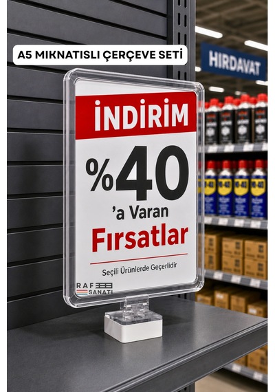 A5 Mıknatıs Tutuculu Fiyatlık Etiketlik Dikey Yatay Ve Bilgilendirme Çerçevesi Şeffaf