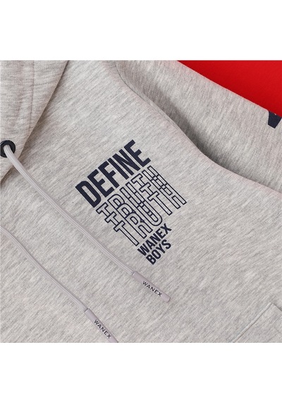 Wanex Erkek Çocuk Uzun Kol Kalın Kapüşonlu Sweatshirt - 16004 Gri Melanj