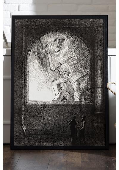 Stage Of Self Siyah Ahşap Çerçeveli Poster, Dekoratif Soyut Monokrom Duvar Tablosu