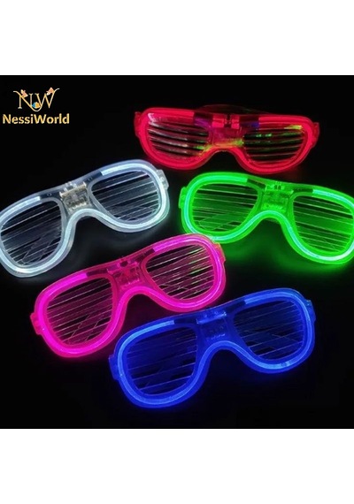 Glow Model Led Işıklı Parti Gözlüğü 3 Modlu 5 Renk 5 Adet Yetişkin