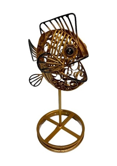 Metal Gold Balık Masa Lambası (50 Cm)