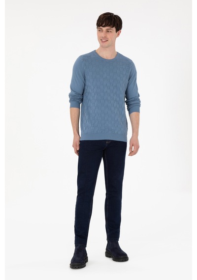 U.S. Polo Assn. Erkek Slim Fit Bisiklet Yaka Saks Basic Kazak 50288882-VR032