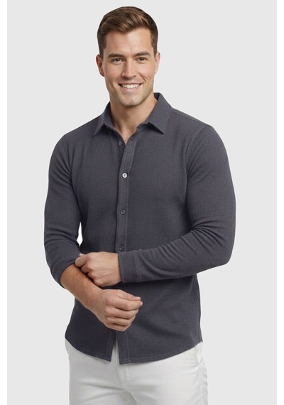 Rizzup Füme Slim Fit Örme Kumaş Likralı Erkek Gömlek Nefes Alan Esnek Ve Modern Tasarım 2602604 Rizzup Füme Slim Fit Örme Kumaş Likralı Erkek Gömlek Nefes Alan Esnek Ve Modern Tasarım 2602604