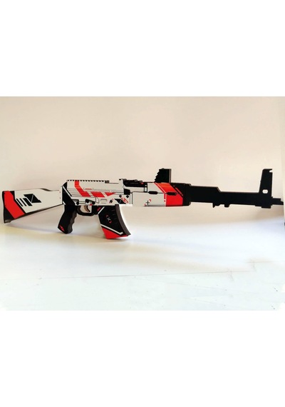 Ahşap Cs-Go Asiimov Ak-47 Lastik Atar Oyuncak Tüfek