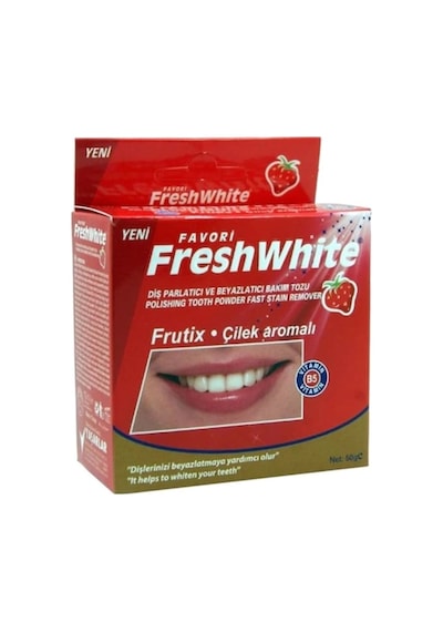 Favori Fresh White Çilek Aromalı Parlatıcı ve Beyazlatıcı Diş Bakım Tozu 50 G