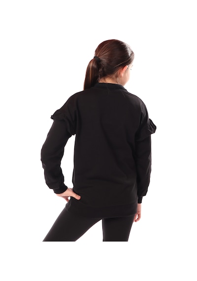 Toontoy Kız Çocuk Nakışlı Sweatshirt Siyah