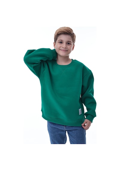 Erkek Çocuk Sweatshirt %100 Pamuk Rahat Kalıp 5-10 Yaş Yeşil