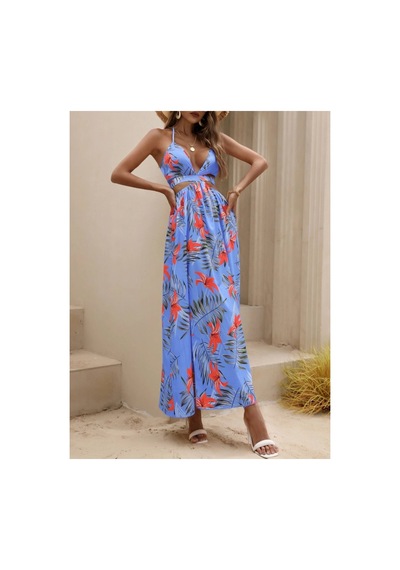 Butik İstanbul Kadın Ip Askılı Boyundan Bağlamalı V Yakalı Yırtmaçlı Uzun Desenli Süprem Elbise Mavi Butik İstanbul Kadın Ip Askılı Boyundan Bağlamalı V Yakalı Yırtmaçlı Uzun Desenli Süprem Elbise Mavi