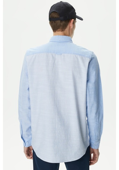 Lacoste Men's Regular Fit Button-down Collar Linen Shirt Blue Erkek Düğmeli Yaka Keten Çizgili Gömlek Mavi Lacoste Men's Regular Fit Button-down Collar Linen Shirt Blue Erkek Düğmeli Yaka Keten Çizgili Gömlek Mavi