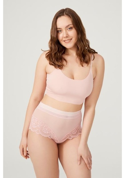 Cottonhill Dantel Detaylı Transparan Büyük Beden Bikini Külot 3'lü Paket-2 Çok Renkli 2
