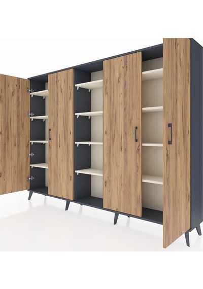 Arges Dolap 12 Raflı 4 Kapaklı 220x30x163 Antrasit-çam/aytaşı Atlas Çam/aytası - Antrasıt Arges Dolap 12 Raflı 4 Kapaklı 220x30x163 Antrasit-çam/aytaşı Atlas Çam/aytası - Antrasıt