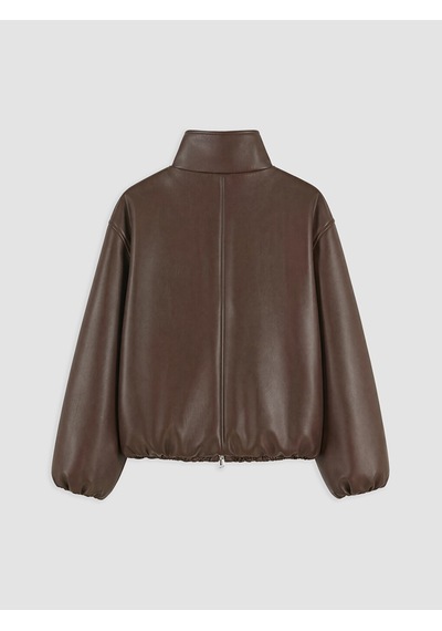 Lcw Everyday Kahverengi Oversize Kadın Bomber Deri Görünümlü Ceket
