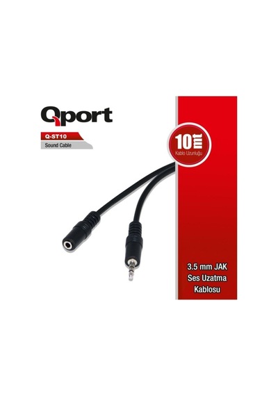 QPORT Q-ST10 3.5MM STEREO ERKEK - 2 RCA 10MT  SES UZATMA KABLOSU