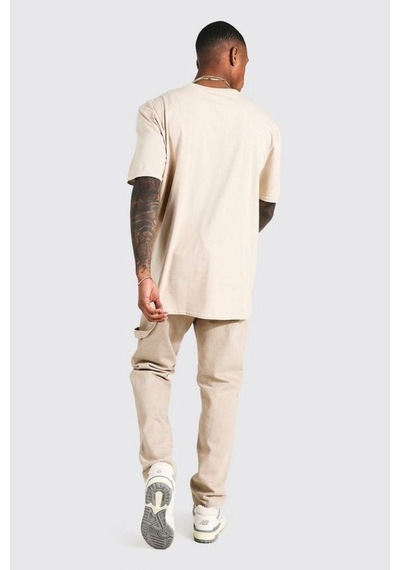 Altamira Erkek Bej Valencia Baskılı Oversize Tshirt 001