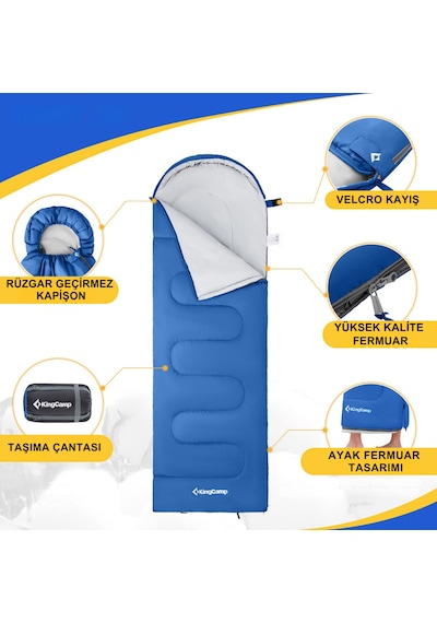 Kingcamp Oasis 250 Ultralight Uyku Tulumu Blue Sağ F. Mavi