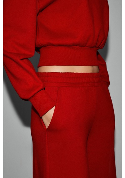 Grımelange Enavıe Kadın Oversize Beli Lastikli Çift Cepli Kırmızı Eşofman Altı Grımelange Enavıe Kadın Oversize Beli Lastikli Çift Cepli Kırmızı Eşofman Altı