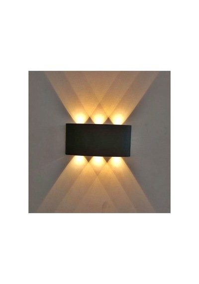 Desenli Çift Yönlü Duvar Aydınlatma Aplik - 10 Watt Amber Işık 10 Parça Siyah
