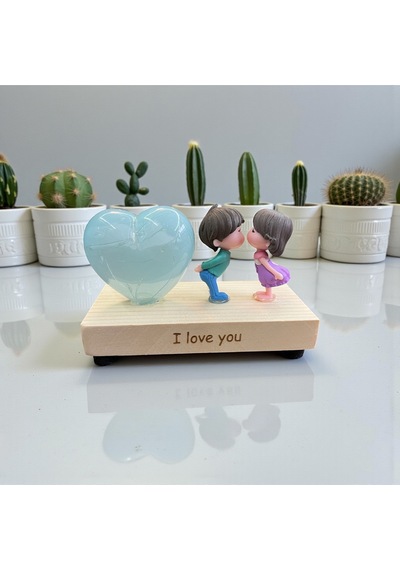 Romantik Çift Biblo I Love You Yazılı Dekoratif Masaüstü Obje