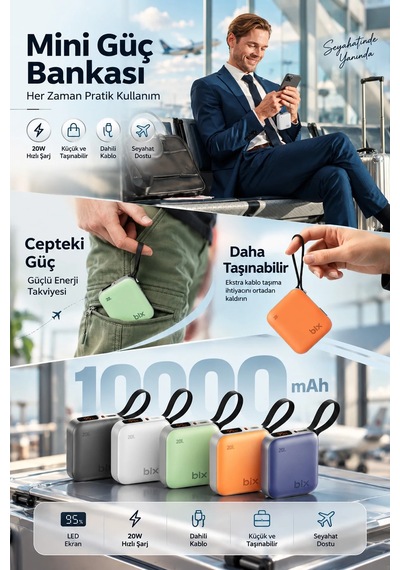 Exenar - Açık Yeşil - Mini Powerbank 10000 Mah Cep Boy Taşınabiler Hızlı Şarj Pd 20w Dijital Göstergeli Type-c Kablolu Exenar - Açık Yeşil - Mini Powerbank 10000 Mah Cep Boy Taşınabiler Hızlı Şarj Pd 20w Dijital Göstergeli Type-c Kablolu